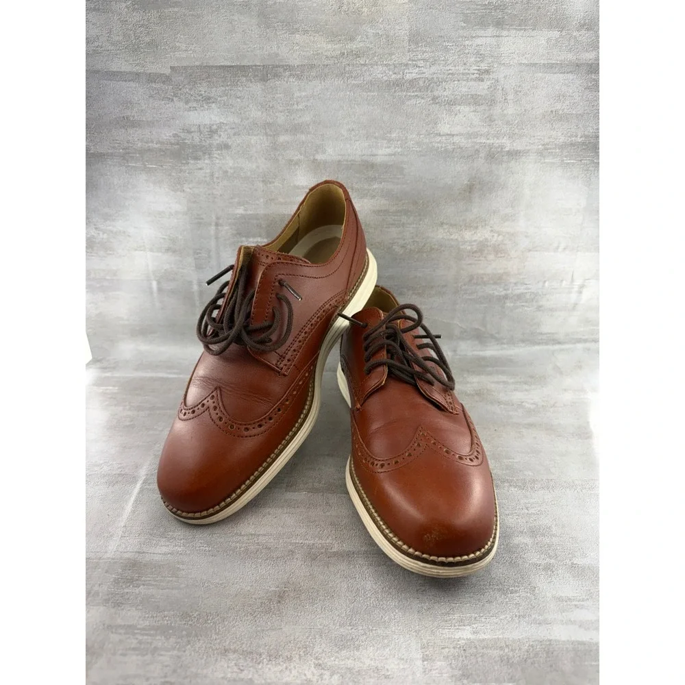 Cole Haan Grand OS Men Sz 7M British Tan Leather Wingtip Oxford C24092